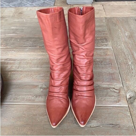 New Silent D Mikette Leather Slouchy Calf Boots Wine US 6.5 - Picture 3 of 10